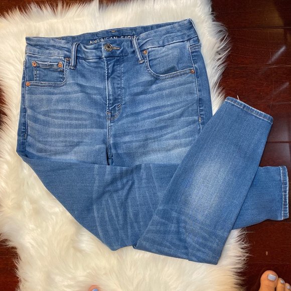 American Eagle Outfitters Denim - AE Lux(e) Jean High-Waisted Destroyed Medium Wash